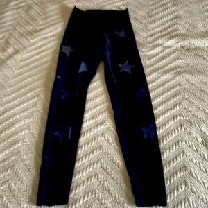 ULTRACORE LEGGINGS SIZE SMALL IN BLACK WITH BLUE STARS